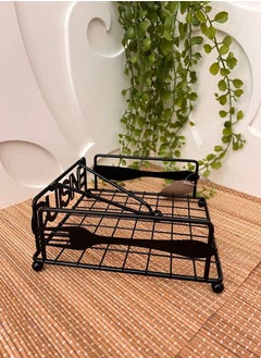 Generic Napkin Holder Made of Black Metal - Napkin Stand with Fixing Hanger in "CUISINE" Design - Paper Towel Dispenser - Napkin Box for Home, Garden, Gastro (01 Pieces, Black Square)  - Image 4