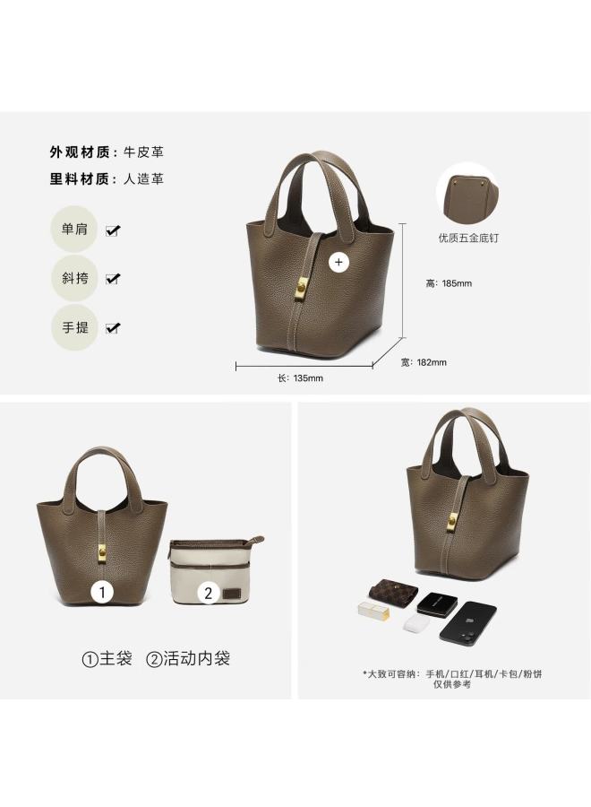 Belle Festival Gift Women's Genuine Leather Basket Handbag Casual Bucket Bag Bl880ax6 Qi Ji Red - Image 5