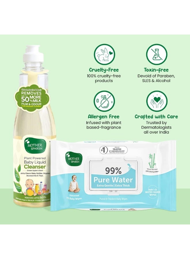 موذر سبارش منظف ​​سائل طبيعي للأطفال من ماذر سبارش + مناديل مبللة للأطفال تحتوي على ماء نقي بنسبة 99% - Image 4