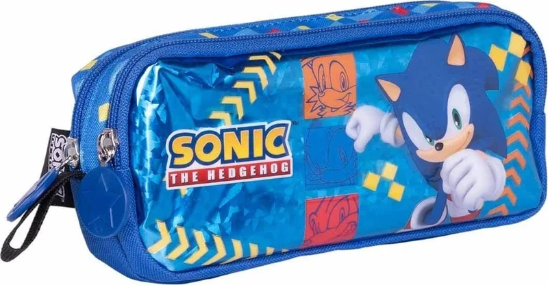 ماشو تريند 3 Compartment End Sonic School Bag + Pencil Case + Water Bottle - Sonic Bag Primary School Bag Boys School Bag