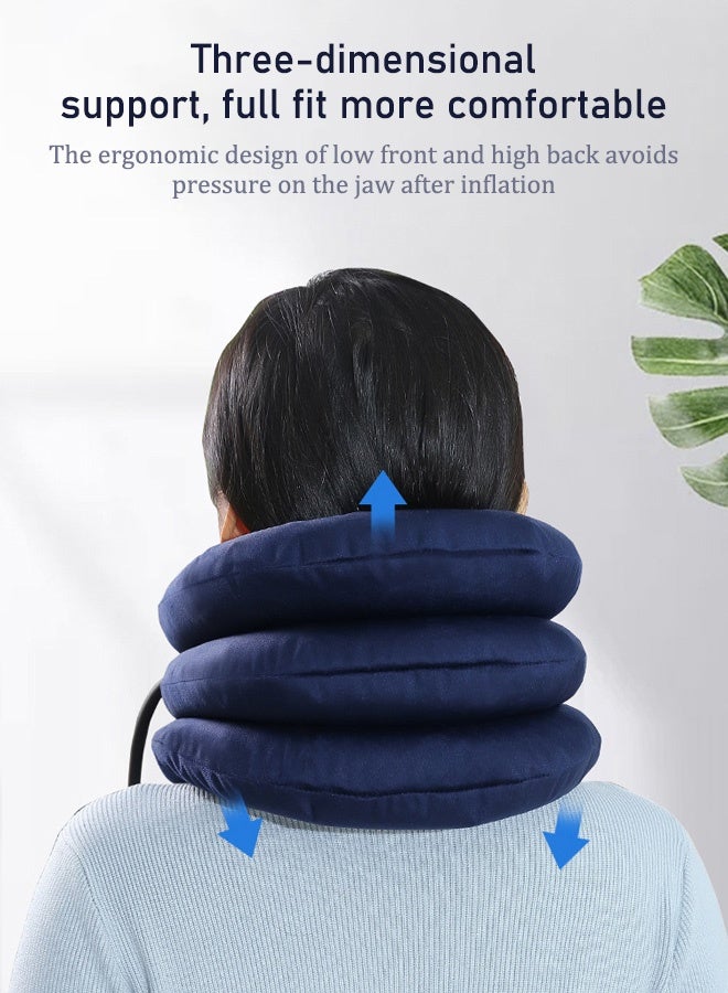 3 Tube Inflatable Cervical Neck Traction Device Adjustable Air Inflation Neck Traction – Portable Cervical Support Device with Pump - Image 5