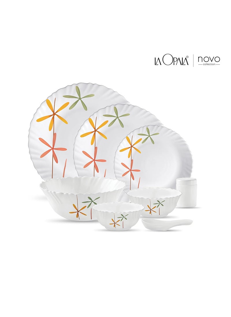 La Opala - La Opala, Novo Collection, Opal Glass Dinner Set 35 pcs, Autumn Flower, White - Image 1