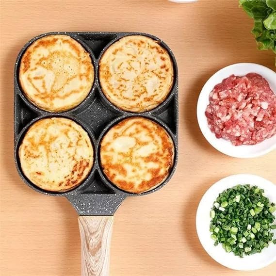 BOVZOX Egg pan Egg pan Non Stick Egg pan Small Egg pan Non Stick Small Egg Cooker Frying Pan,Green Pans 4-Cups Non-Stick Cookware Aluminium Alloy Fried Egg Cooker,Pancake,Omelette Pan. (Pack of 1)  - Image 2