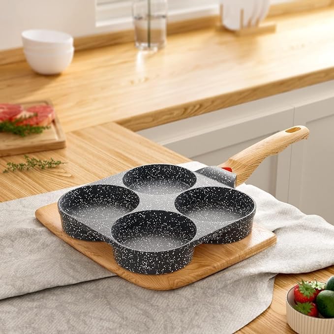 BOVZOX Egg pan Egg pan Non Stick Egg pan Small Egg pan Non Stick Small Egg Cooker Frying Pan,Green Pans 4-Cups Non-Stick Cookware Aluminium Alloy Fried Egg Cooker,Pancake,Omelette Pan. (Pack of 1)  - Image 3
