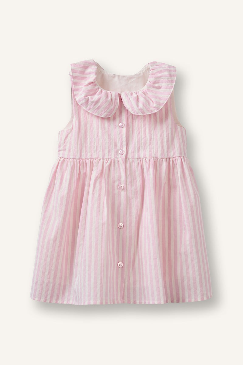 DeFacto Pink BabyGirl Baby Girl Striped Strappy Woven Dress Casual - Image 1