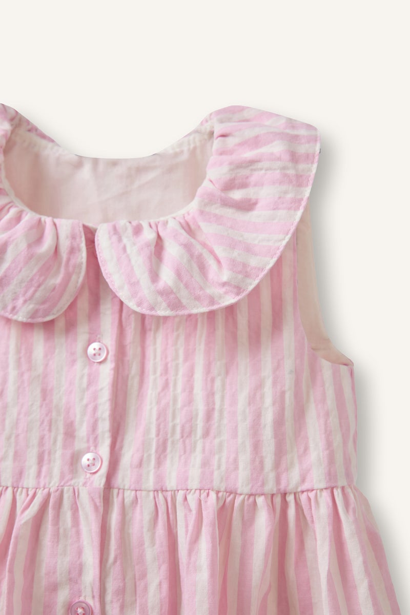 DeFacto Pink BabyGirl Baby Girl Striped Strappy Woven Dress Casual - Image 2