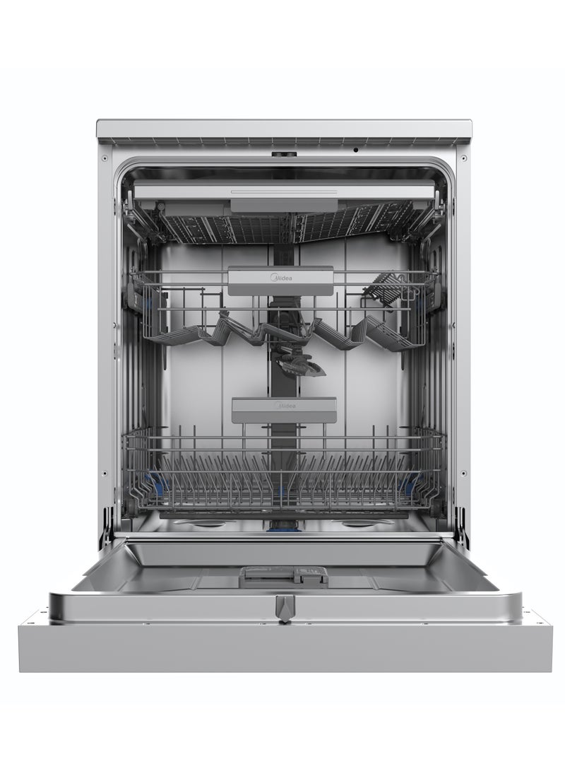 Midea Dishwasher 14 Place Sets Londish Fresh Auto Open WIFI Dual Zone Wash ABT Filter Adjustable Rack - MDWEF1433D(SS)-WI-EG Silver - Image 4