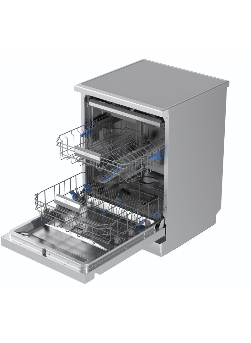 Midea Dishwasher 14 Place Sets Londish Fresh Auto Open WIFI Dual Zone Wash ABT Filter Adjustable Rack - MDWEF1433D(SS)-WI-EG Silver - Image 1