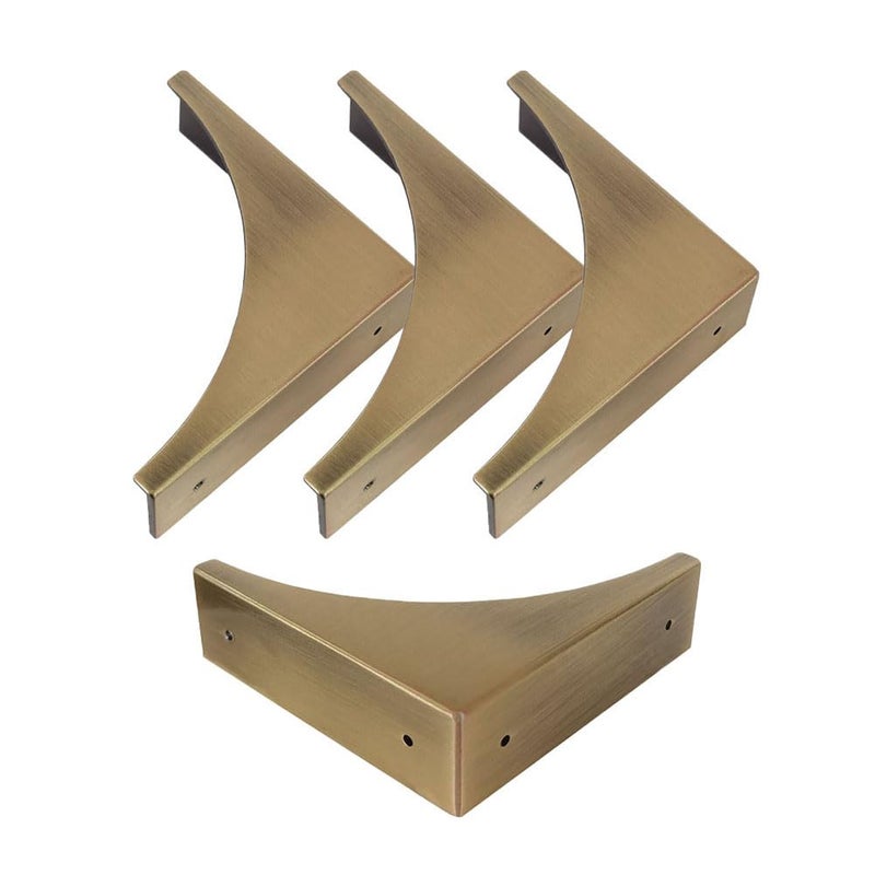 Sutfmwe Metal Corner Protector 4 Pcs  Decorative Corner Brackets for Furniture Wood Box Desks Wooden Frame Brass Zinc Alloy Table Corner Protectors Retro Brass