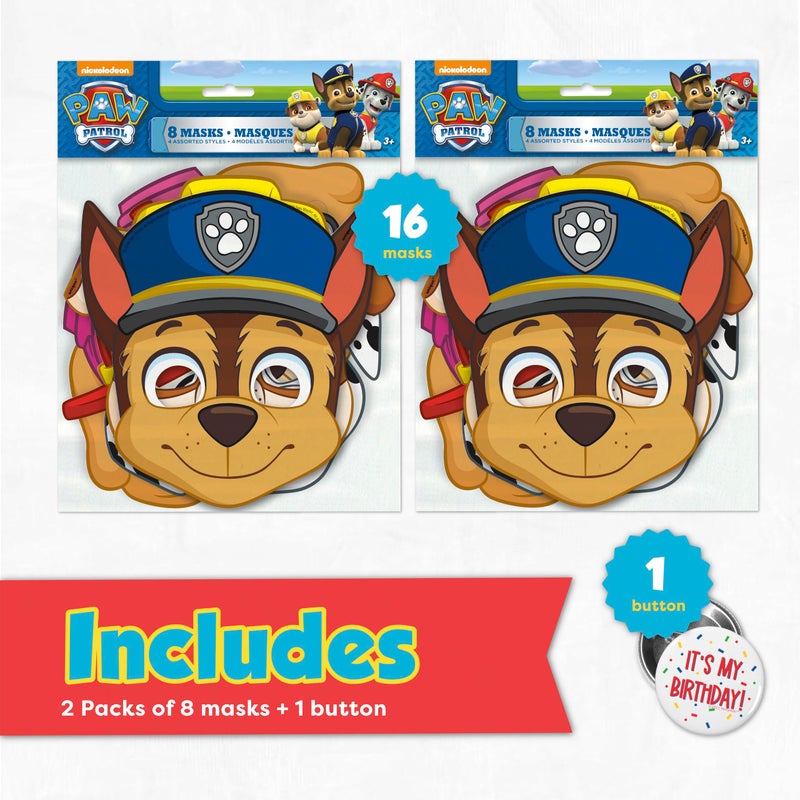 Unique Paw Patrol Party Favors and Birthday Decorations | Paw Patrol Masks 16 Pack | Officially Licensed Party Supplies - Image 2