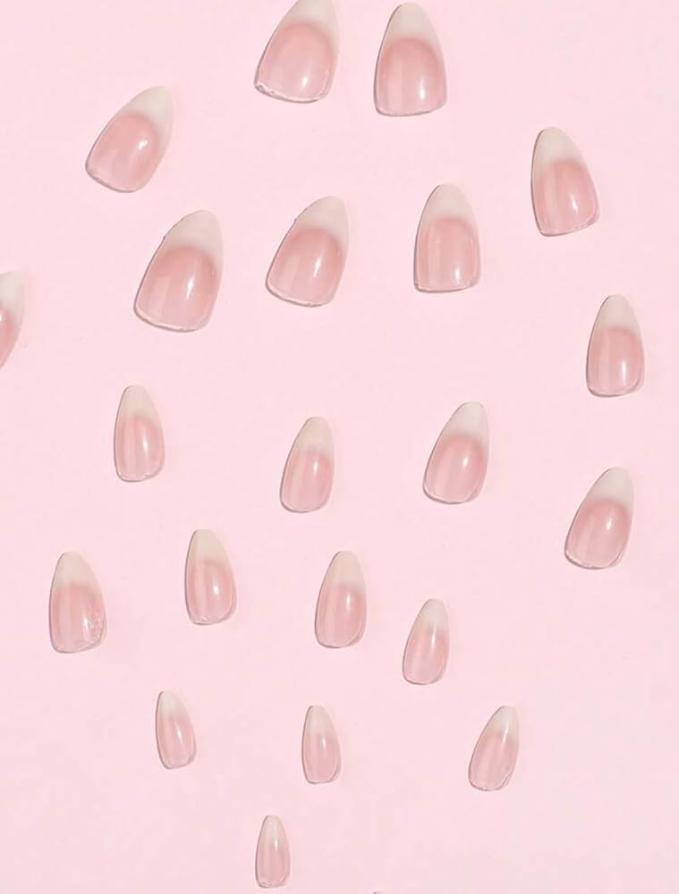 Suerte Press On Nails Almond tips very natural nude french Long Solid Color Glossy 24pcs Press On Nails shiny Manicure nail art trendy, Glazed style Fake acrylic nails with file and glue kit - Image 5