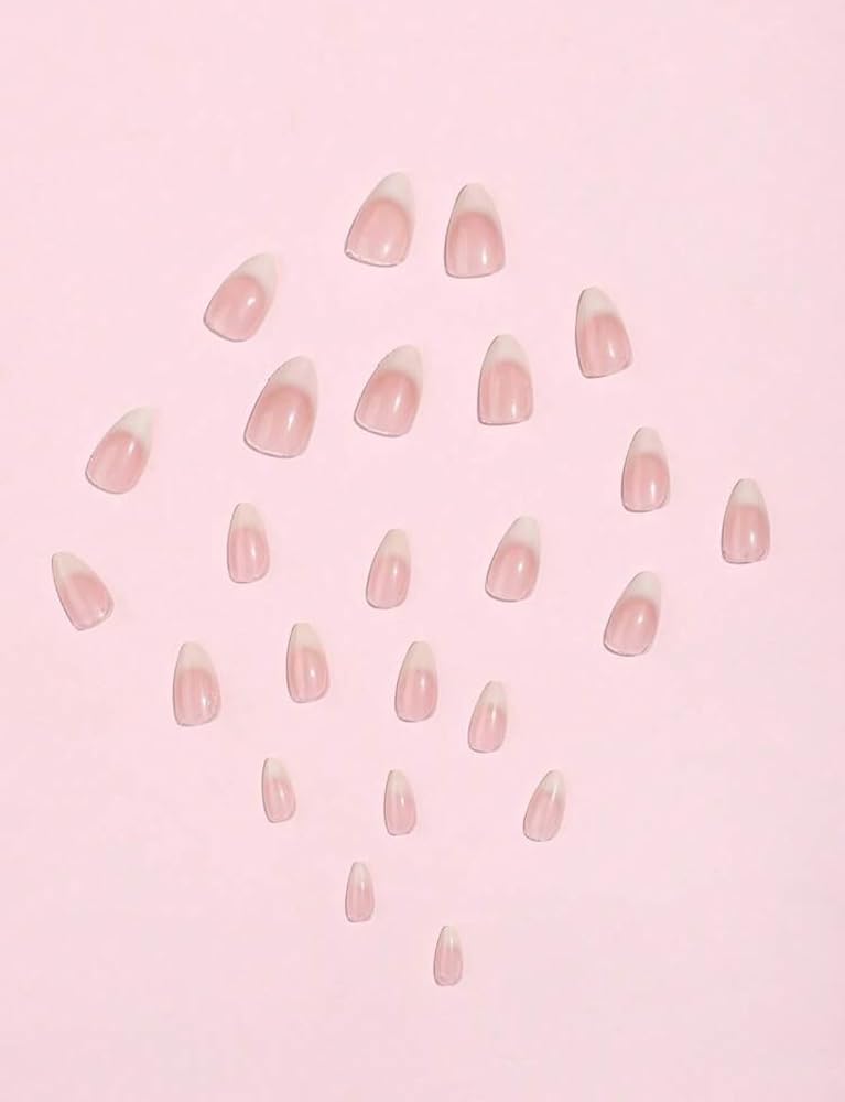 Suerte Press On Nails Almond tips very natural nude french Long Solid Color Glossy 24pcs Press On Nails shiny Manicure nail art trendy, Glazed style Fake acrylic nails with file and glue kit - Image 4