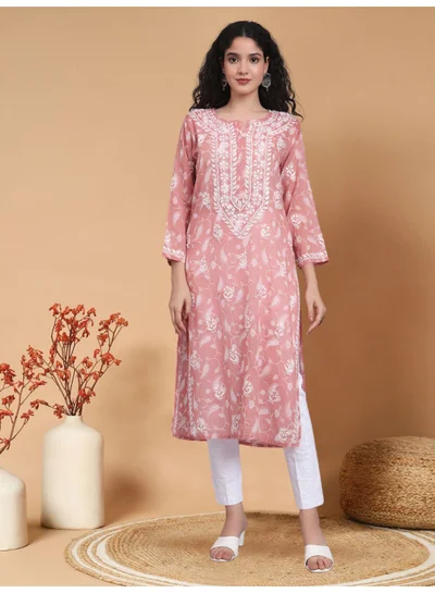 Alaya Hand Embroidered Chikankari Mulmul Cotton Kurta-AL4072