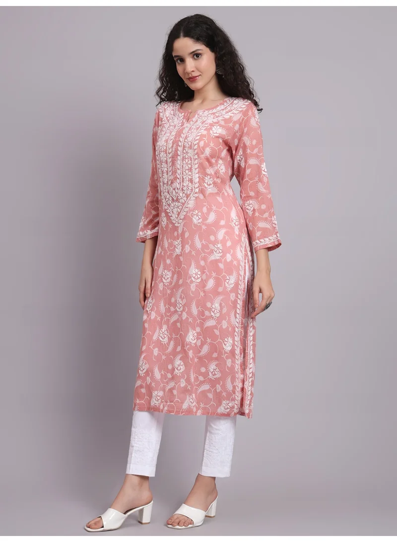 Alaya Hand Embroidered Chikankari Mulmul Cotton Kurta-AL4072