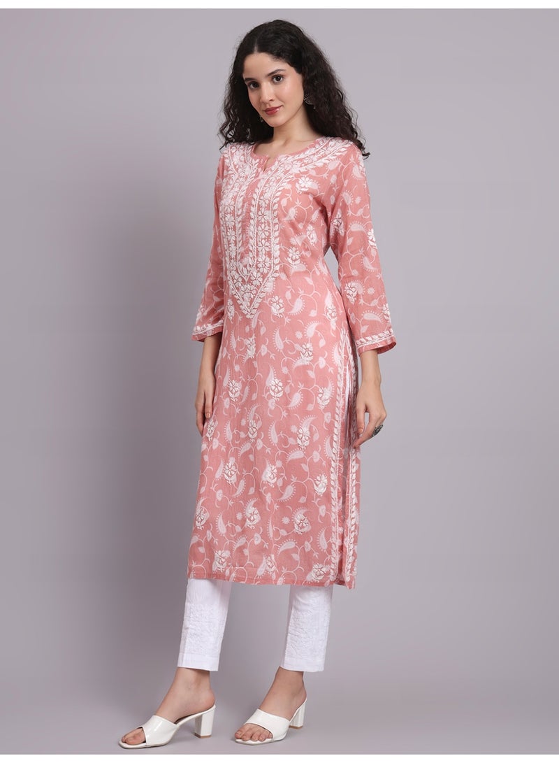 Alaya Hand Embroidered Chikankari Mulmul Cotton Kurta-AL4072 - Image 3