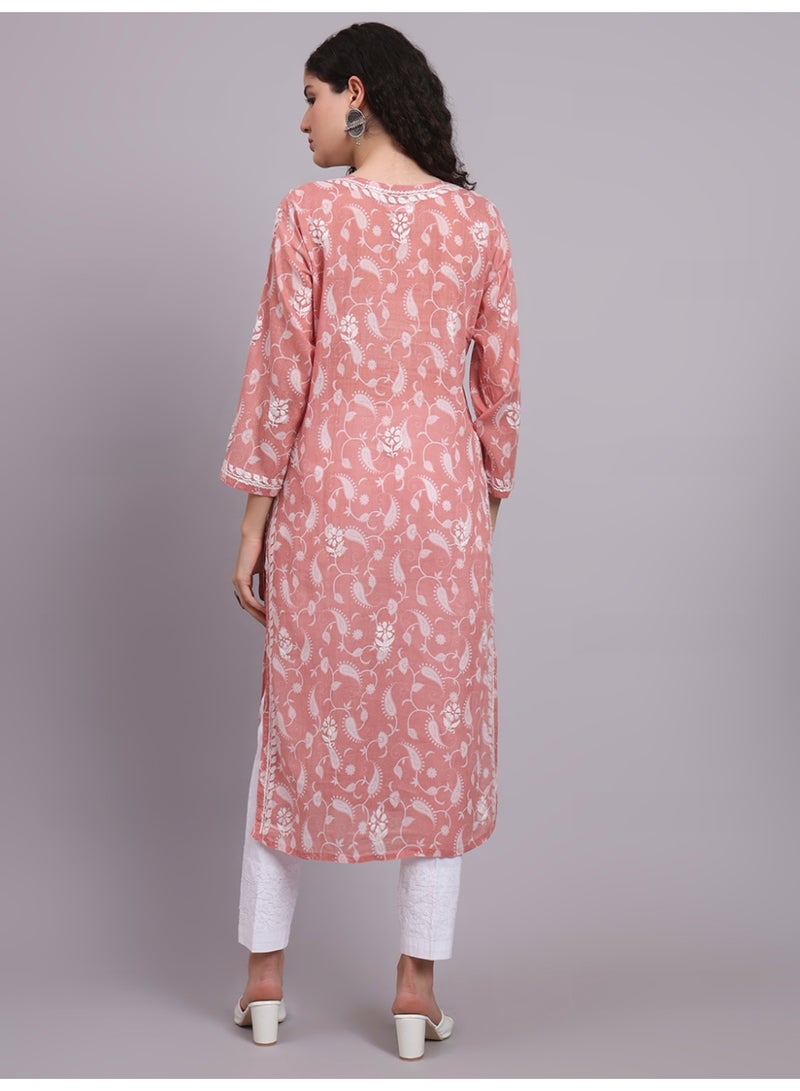 Alaya Hand Embroidered Chikankari Mulmul Cotton Kurta-AL4072 - Image 2