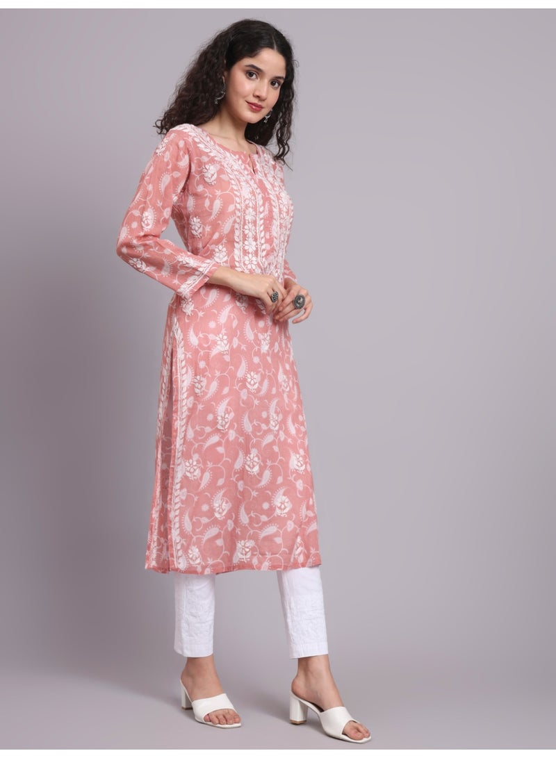 Alaya Hand Embroidered Chikankari Mulmul Cotton Kurta-AL4072 - Image 4