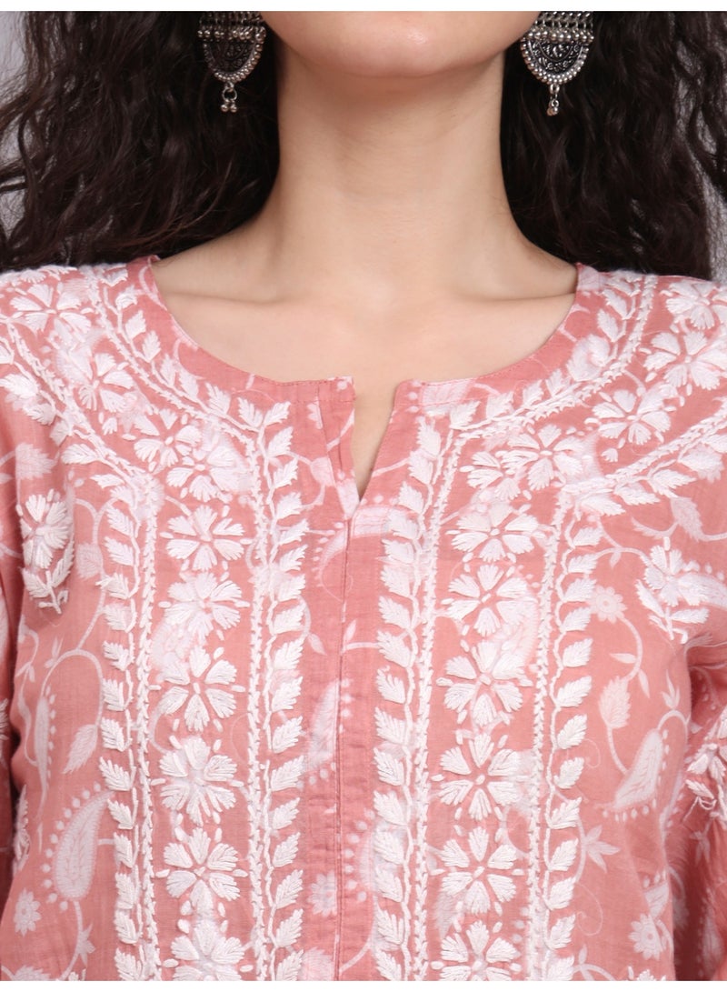 Alaya Hand Embroidered Chikankari Mulmul Cotton Kurta-AL4072 - Image 5