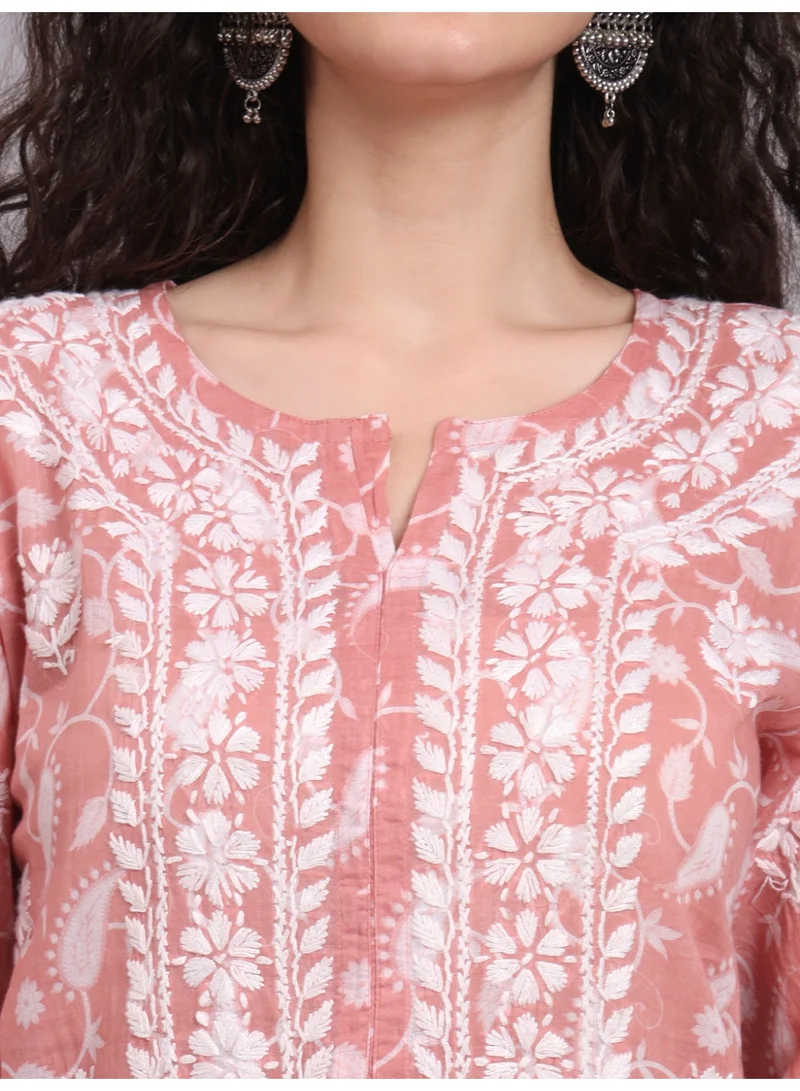 Alaya Hand Embroidered Chikankari Mulmul Cotton Kurta-AL4072
