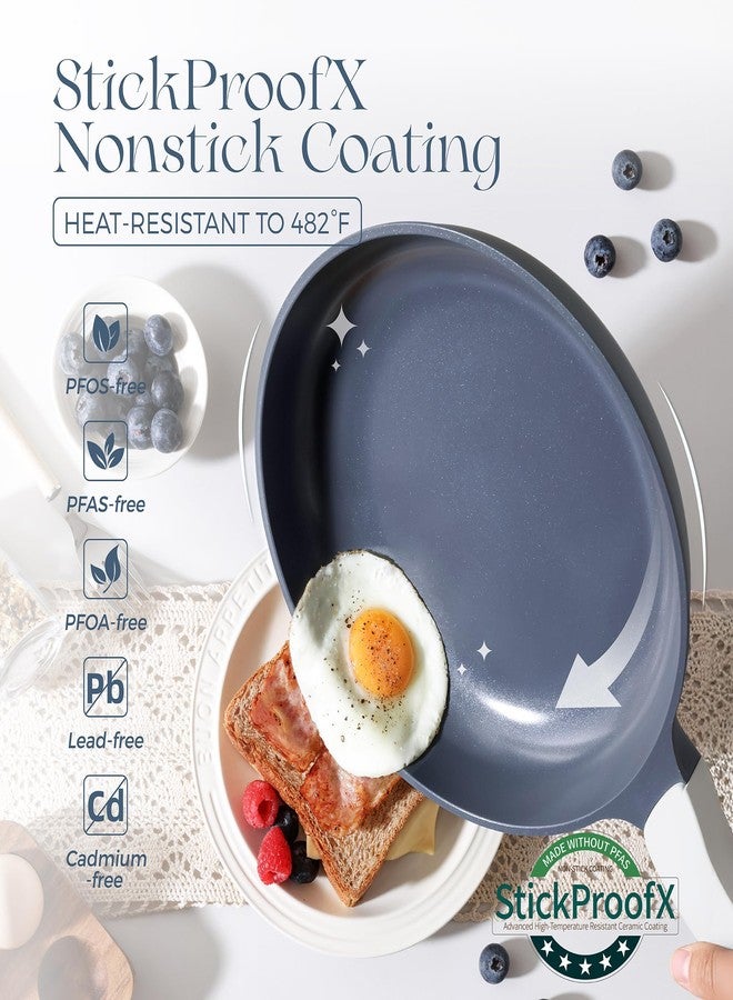 PRICUSIS Nonstick Ceramic Frying Pan Set, Non Toxic Nonstick Pan Skillet, Healthy Egg & Omelet & Chef's Pan, PTFE PFOA & PFAS Free, Induction Compatible (8+12 Inch) - Image 5