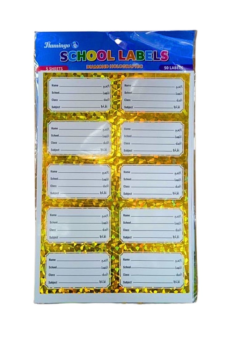 Flamingo ملصقات المدارس الماسية المجسمة 5 أوراق 50 ملصقًا - Image 1