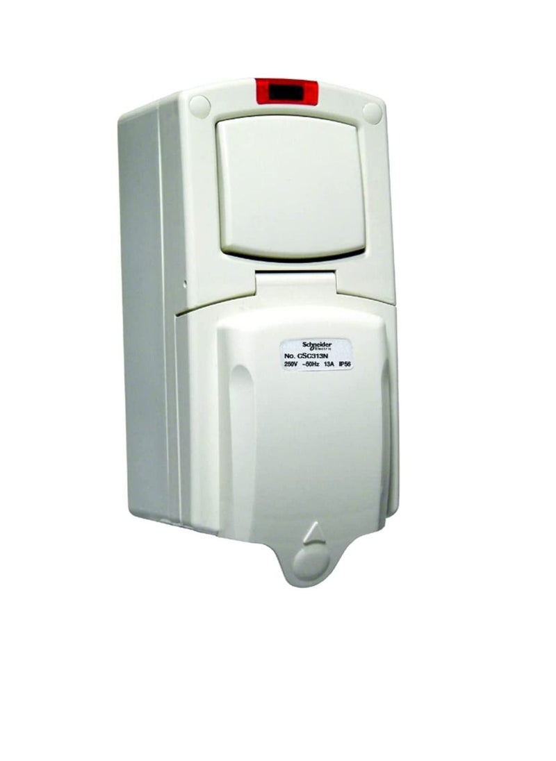Schneider - Schneider Electric 13A 250V Surface Mount Single Pole Switched Socket with Neon IP56 – CSC313N - Image 1