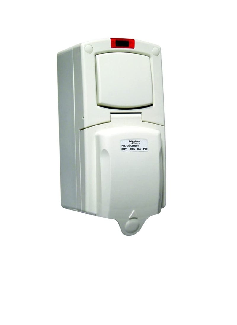 Schneider - Schneider Electric 13A 250V Surface Mount Single Pole Switched Socket with Neon IP56 – CSC313N - Image 1