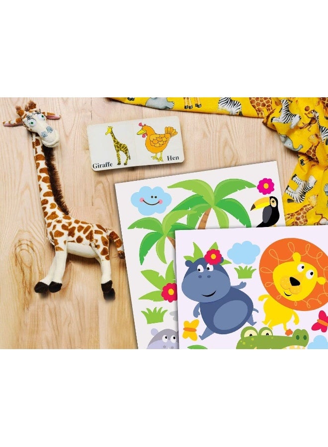 DesignStickers Animal Safari Jungle Vinyl Wall Decal for Kids Bedroom playroom - Decorative Art Stickers for Baby Girl Boy Wall Decor - Nursery Wall Stickers [24 Art clings] - Wall Decals for Boy - with Gift! - Image 5