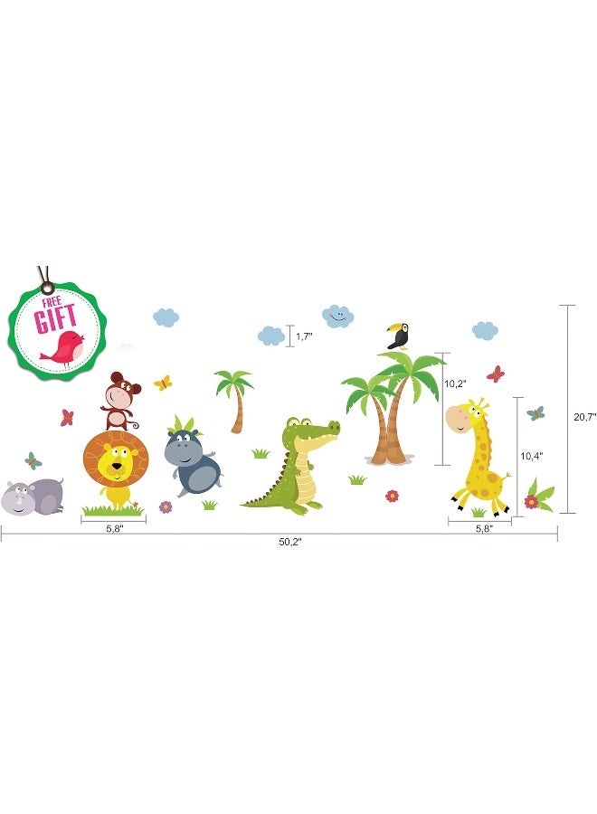 DesignStickers Animal Safari Jungle Vinyl Wall Decal for Kids Bedroom playroom - Decorative Art Stickers for Baby Girl Boy Wall Decor - Nursery Wall Stickers [24 Art clings] - Wall Decals for Boy - with Gift! - Image 2