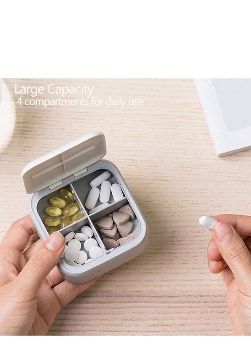 SYOSI Small Pill Case Pill Box Travel Daily Pill Organizer Portable Pretty Pill Container for Purse Pocket Compact Medicine Holder for Fish Oils Supplements White  - Image 3
