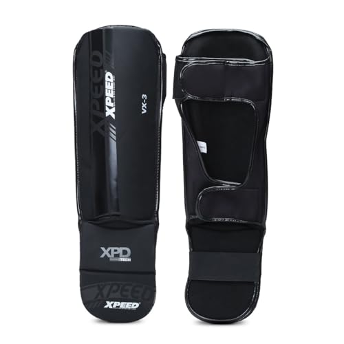 XPEED Matt PU Grappling ShinGuard/Shin Pad | Thick Padding Forefoot | Shin Guard for Men and Women | Training Practice and Sports | Kickboxing shinpad | Baseball | Cricket | Sports Shinguards (XL) - Image 1