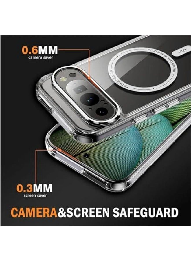 Clear Magnetic Case Compatible with Google Pixel 9 Pro, 【Compatible with Mag-Safe】 【Military Grade Drop Protection】【No-Yellowing】 Slim Metal on Phone Case for Pixel 9 Pro - Image 3