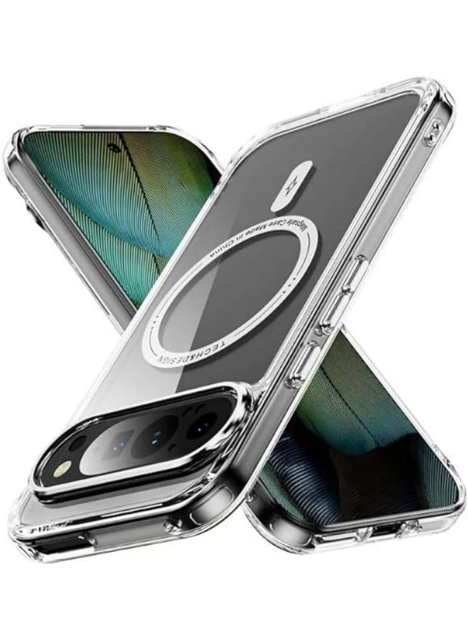 Clear Magnetic Case Compatible with Google Pixel 9 Pro, 【Compatible with Mag-Safe】 【Military Grade Drop Protection】【No-Yellowing】 Slim Metal on Phone Case for Pixel 9 Pro - Image 1