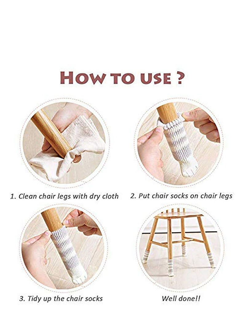 KASTWAVE 24 PCS Chair Socks with Cute Cat Paws Design 6 Patterns Furniture Leg Caps Anti Scratch Anti-Noise Chair Leg Covers Table Leg Pads Floor Protectors - Image 4