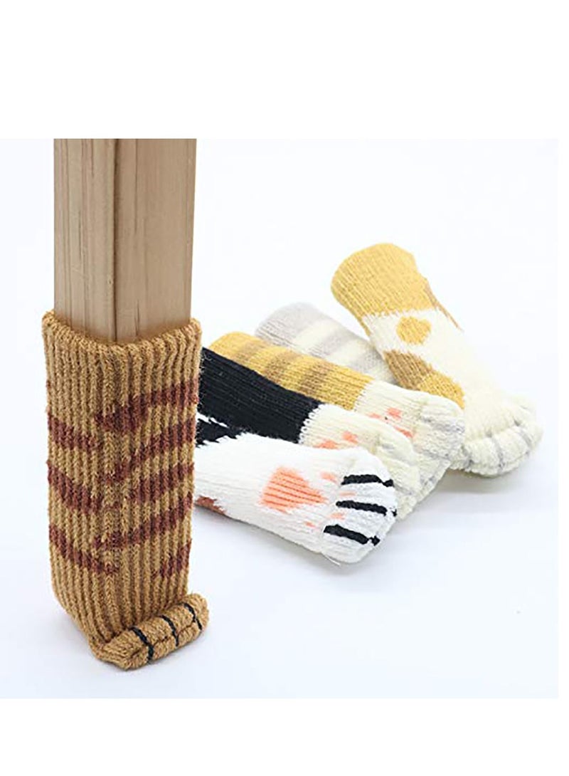 KASTWAVE 24 PCS Chair Socks with Cute Cat Paws Design 6 Patterns Furniture Leg Caps Anti Scratch Anti-Noise Chair Leg Covers Table Leg Pads Floor Protectors - Image 3