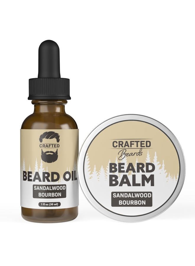 Crafted Beards Care Kit - Softer, Smoother, Moisturized - Oil and Balm - Gift Set (Sandalwood Bourbon) - Image 1