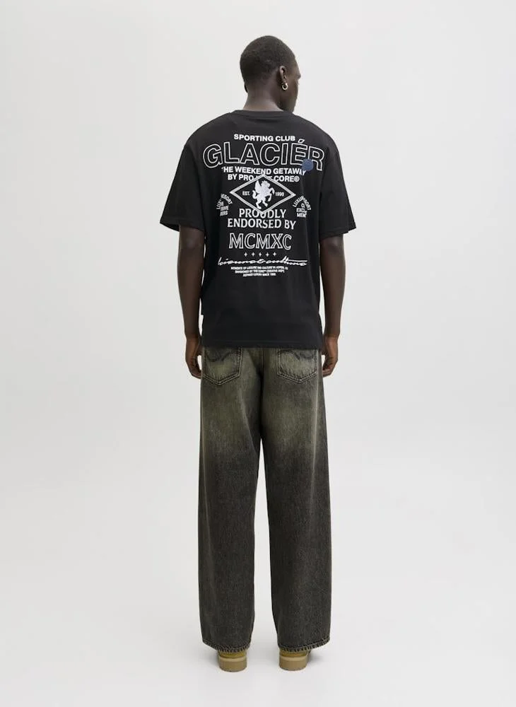 JACK & JONES Text Print Regular Fit Crew Neck T-Shirt