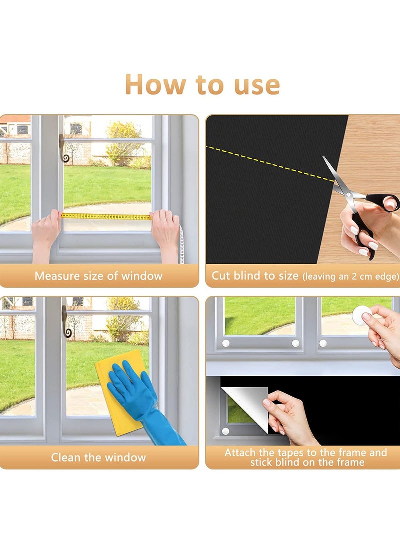EHOME - Blackout Curtains for Bedroom, 145*100cm Portable Blackout Blinds ,Blackout Window Film, Temporary Blackout Shades for Windows Cover Nursery Trave, Black - Image 1