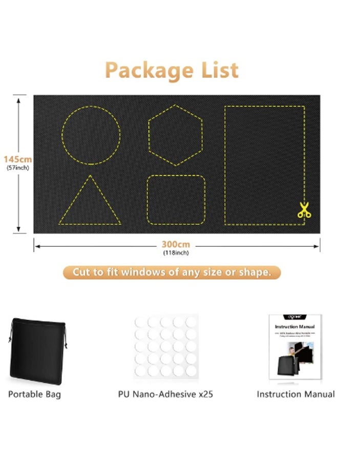 EHOME - Blackout Curtains for Bedroom, 145*100cm Portable Blackout Blinds ,Blackout Window Film, Temporary Blackout Shades for Windows Cover Nursery Trave, Black - Image 1