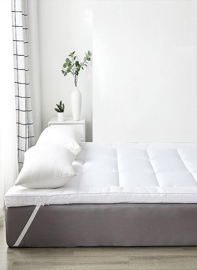 Blueberry - Microfiber Quilted Mattress Topper With 4 Corner Elastic Straps 10cm Thick 160x200cm - Image 1