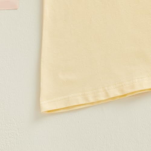 Lucikamy Toddler Baby Girl Easter Outfit Fly/Short Sleeve Bunny Embroidery A-Line Dresses Kids Summer Clothes (95% Cotton+5% Spandex-Yellow, 2-3 Years) - Image 5