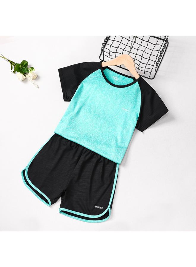 Children's Clothing Summer New T Girls' Sports Quick-drying Clothes Children's Short-sleeved T-shirt Two-piece Medium And Big Children's Yoga Clothes Suit