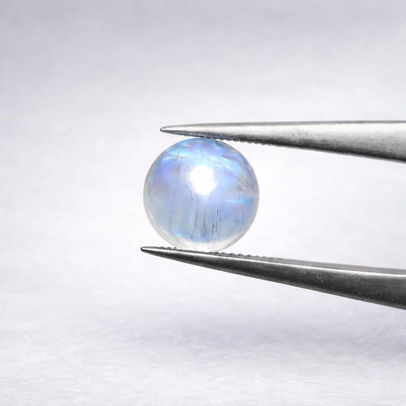 Myhealingworld 8mm Round Shape Blue Fire AAA Quality Natural Rainbow Moonstone Calibrated Cabochon Loose Gemstone 8 pcs Box. - Image 2