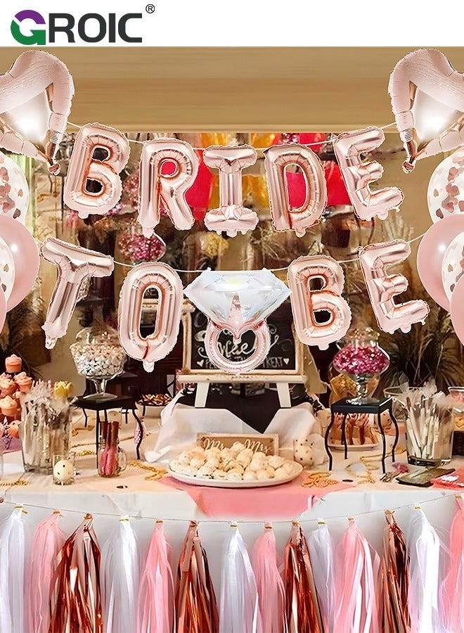 GROIC Bachelorette Party Decorations Kits-Rose Gold Bridal Shower Party Decor and Supplies-Bride to Be Balloons, Ring & Champagne Foil Balloons for Bridal Shower,Party Supplies, Party Decorations - Image 5