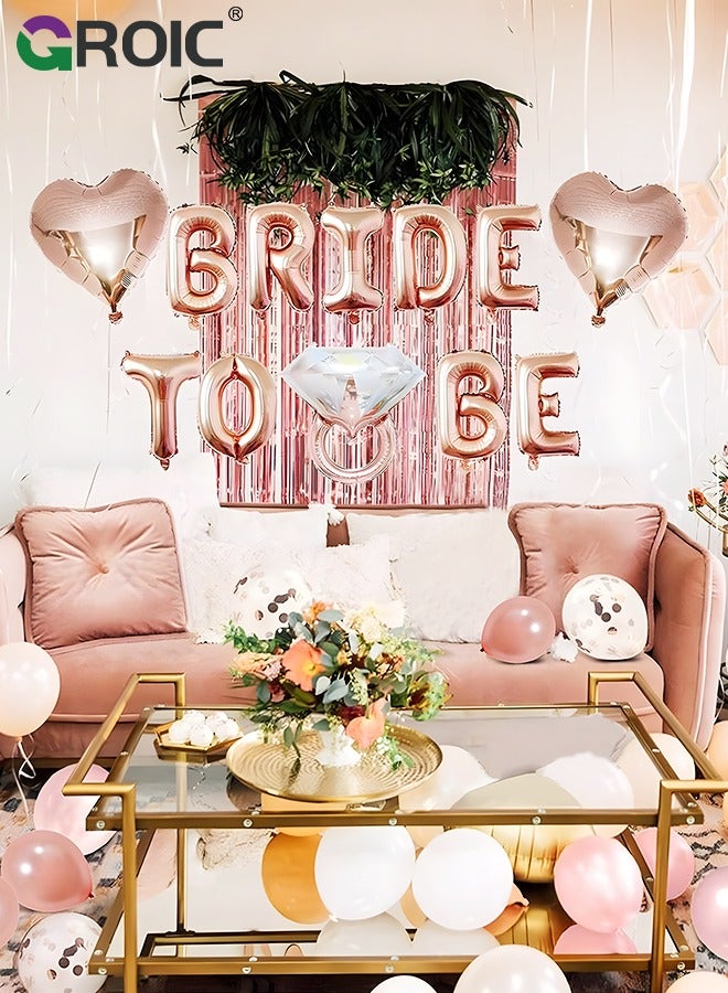 GROIC Bachelorette Party Decorations Kits-Rose Gold Bridal Shower Party Decor and Supplies-Bride to Be Balloons, Ring & Champagne Foil Balloons for Bridal Shower,Party Supplies, Party Decorations - Image 3