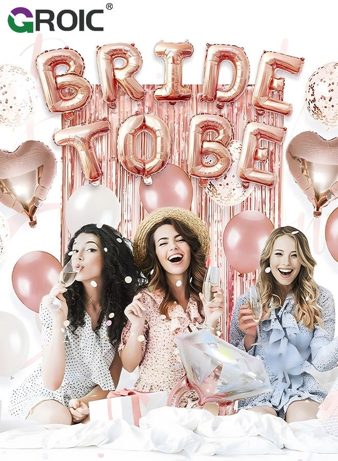 GROIC Bachelorette Party Decorations Kits-Rose Gold Bridal Shower Party Decor and Supplies-Bride to Be Balloons, Ring & Champagne Foil Balloons for Bridal Shower,Party Supplies, Party Decorations - Image 4