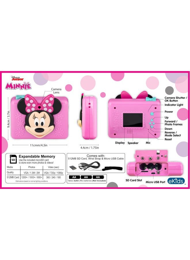 eKids Minnie Mouse Kids Camera with SD Card, Digital Camera for Kids with Video Recording and Built-in Digital Stickers (Minnie) - Image 4