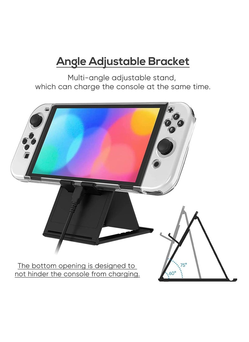 Generic - 12 PCS Set, Carrying Case for Nintendo Switch OLED Console, Portable Travel Carry Case, Include Screen Protector, Protective Cover Case, Data Cable, Kickstand and Thumb Grip Caps - Image 1