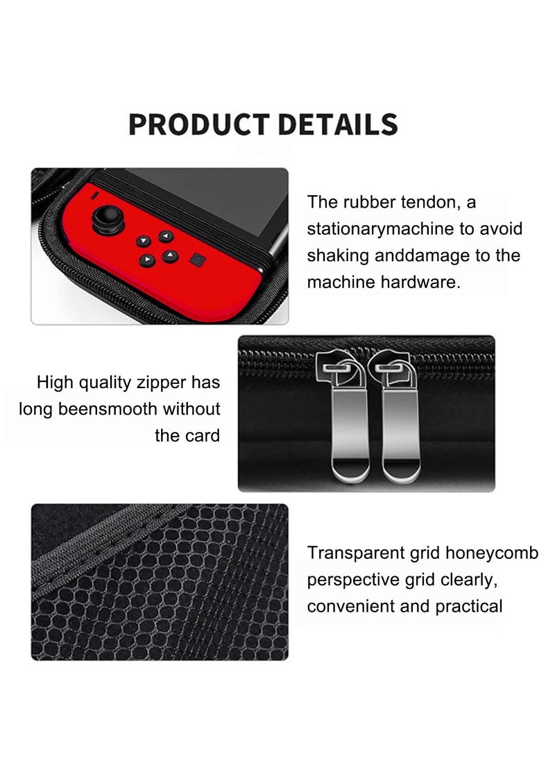 Generic - 12 PCS Set, Carrying Case for Nintendo Switch OLED Console, Portable Travel Carry Case, Include Screen Protector, Protective Cover Case, Data Cable, Kickstand and Thumb Grip Caps - Image 1