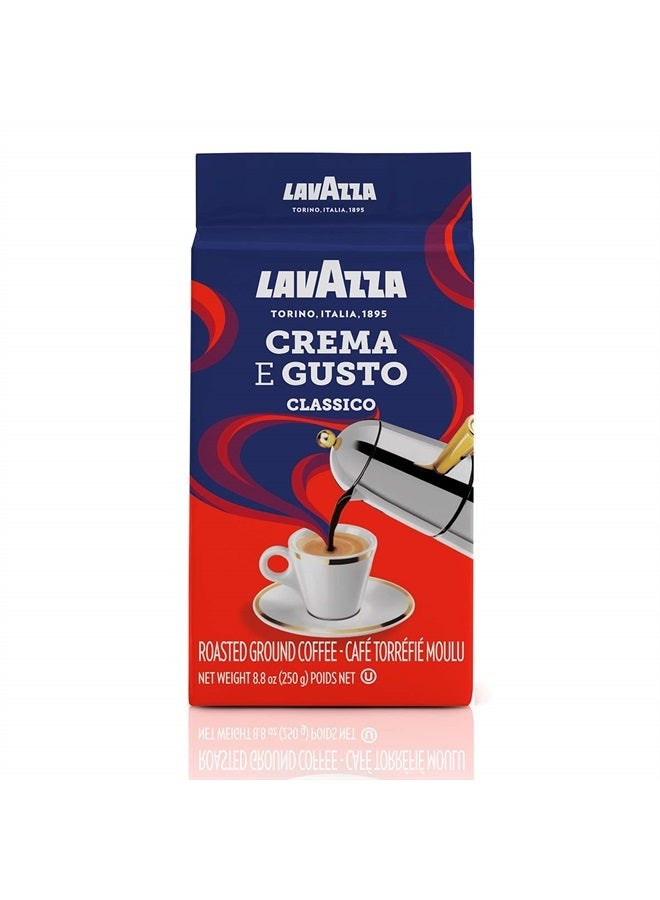 Lavazza قهوة مطحونة من LavAzza متوسطة التحميص Crema e Gusto، 8.80 أونصة (عبوة من 8 قطع) - Image 1